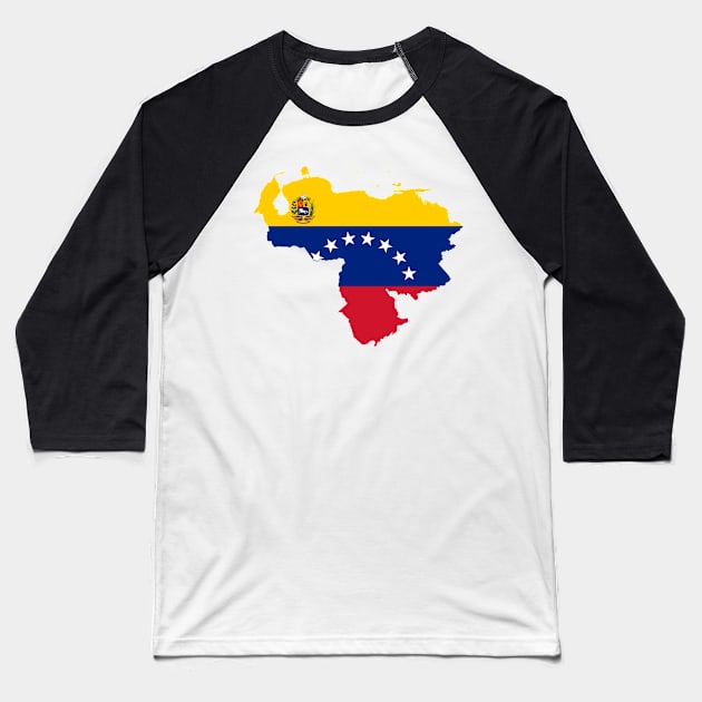 Venezuela Flag Map Baseball T-Shirt by Historia